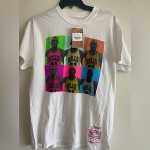 Dennis Rodman Chicago Bulls pop art hardwood classics t shirt Mitchell and Ness